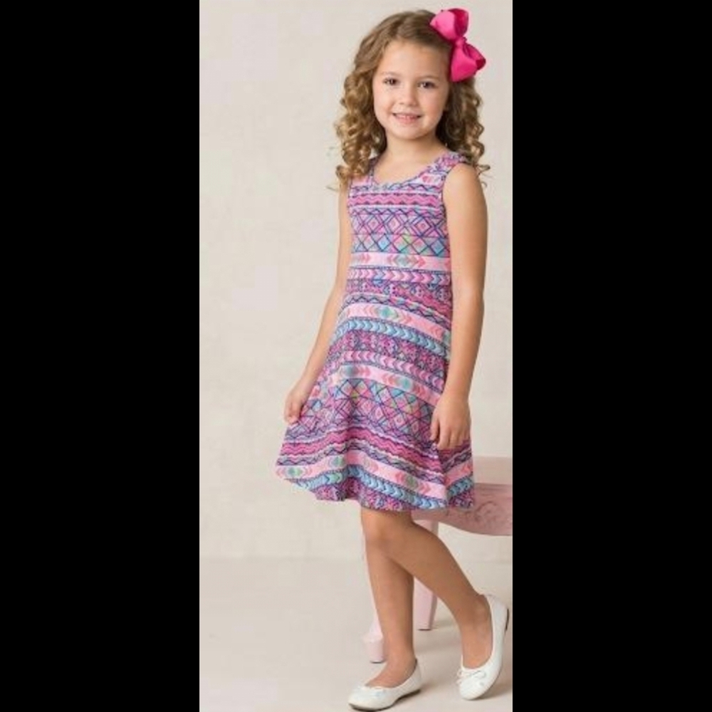 🆕️ LISTING!! GIRLS SLEEVLESS PATTERNED FLARED DRESS